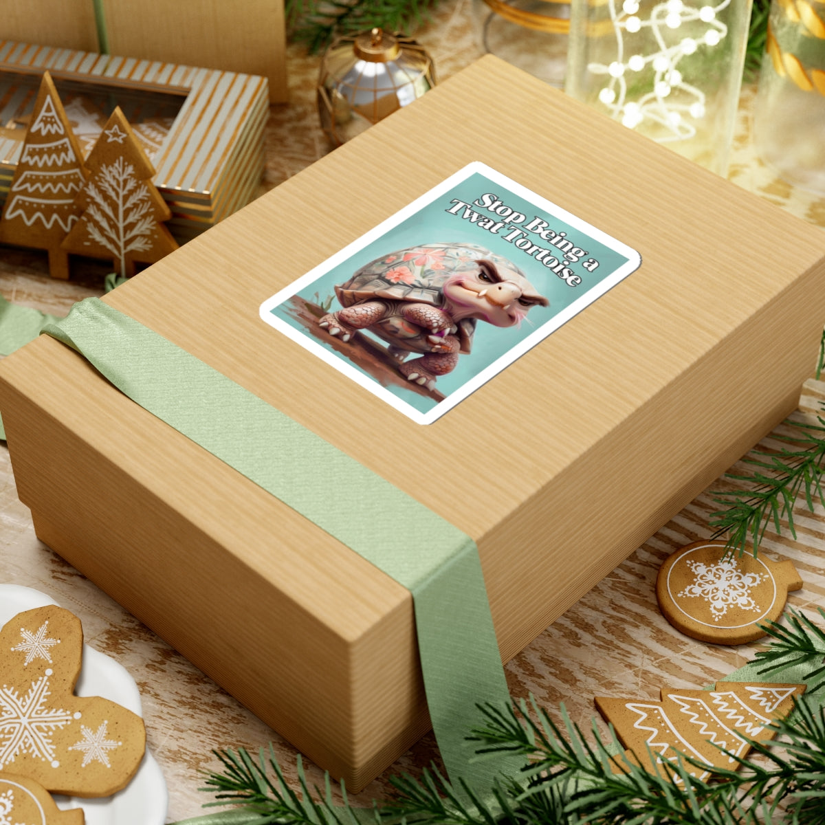 Funny Turtle Kiss-Cut Stickers, Stop Being a Twat Tortoise, Whimsical Decor, Laptop Stickers, Gift for Friends, Humor