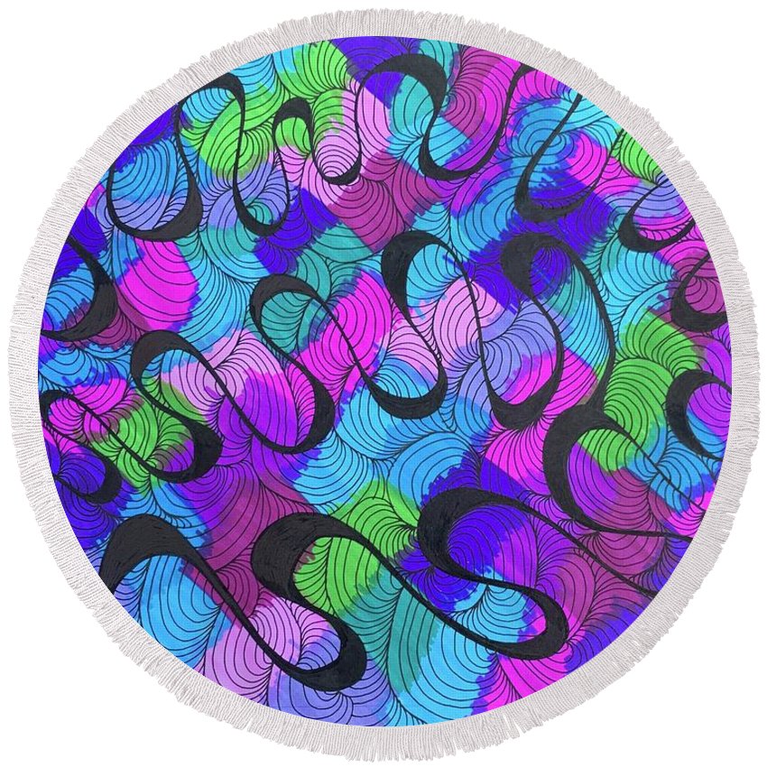 Up And Down - Round Beach Towel