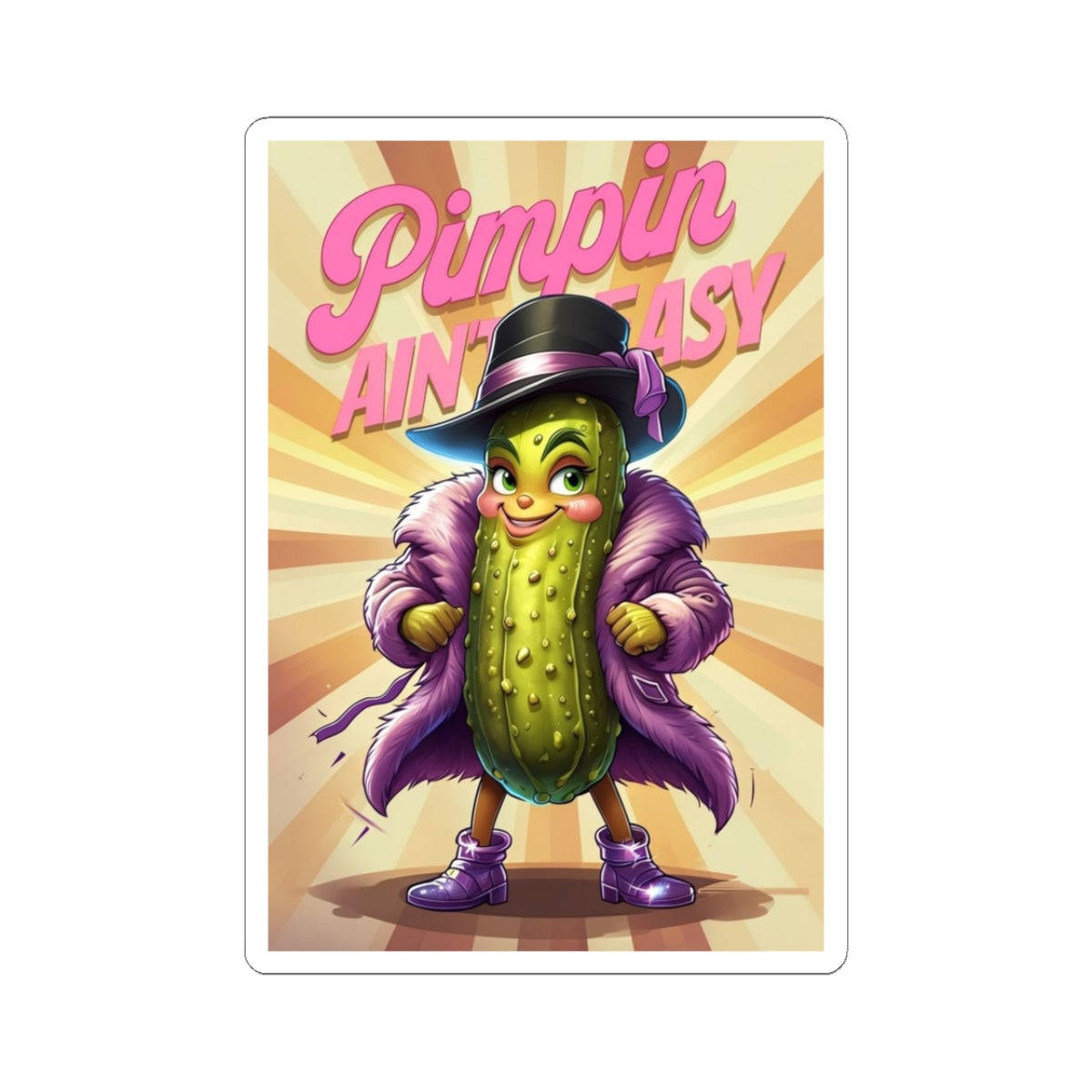 Whimsical Pickle Kiss-Cut Stickers | Fun Laptop Decor, Quirky Gifts, Pimping Vibes, Playful Home Decor, Foodie Humor