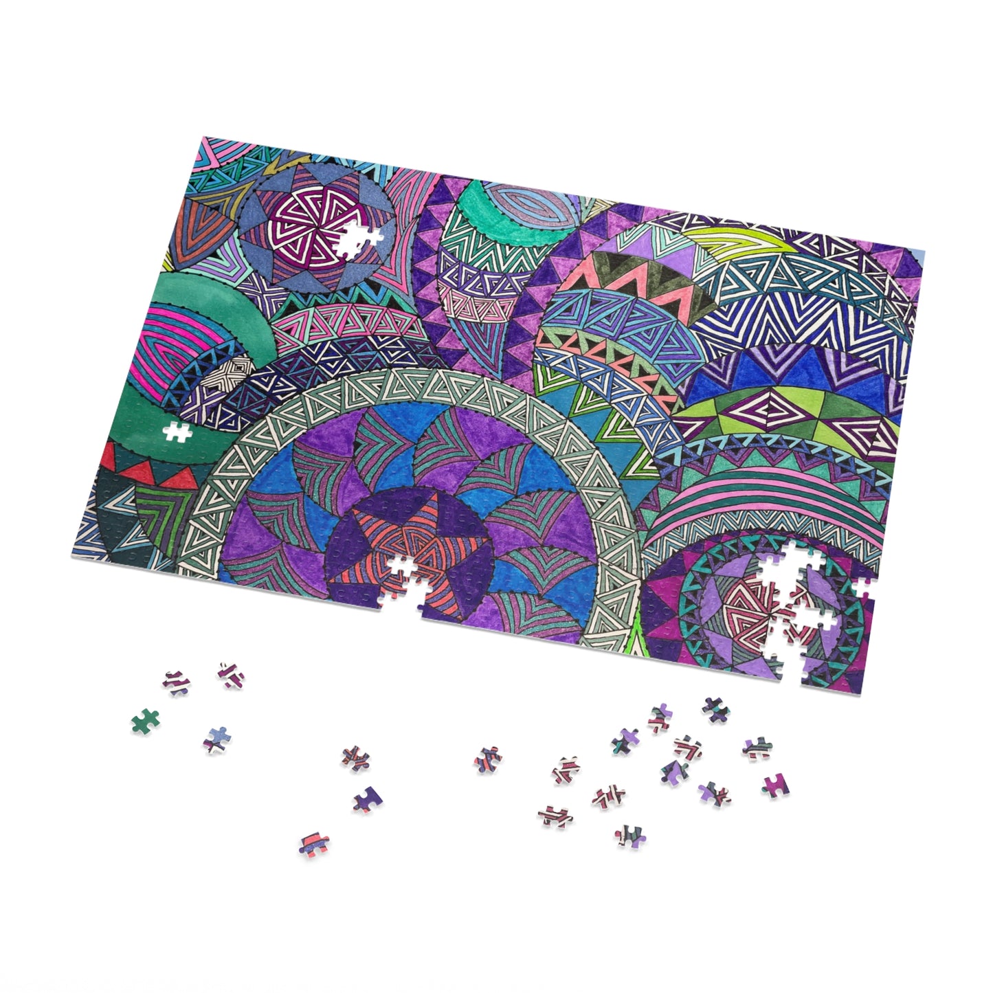 Vibrant Mandala Jigsaw Puzzle with Tin - Perfect Gift for Puzzle Lovers, Home Decor, Family Fun, Mindfulness Activity, Birthday Gift