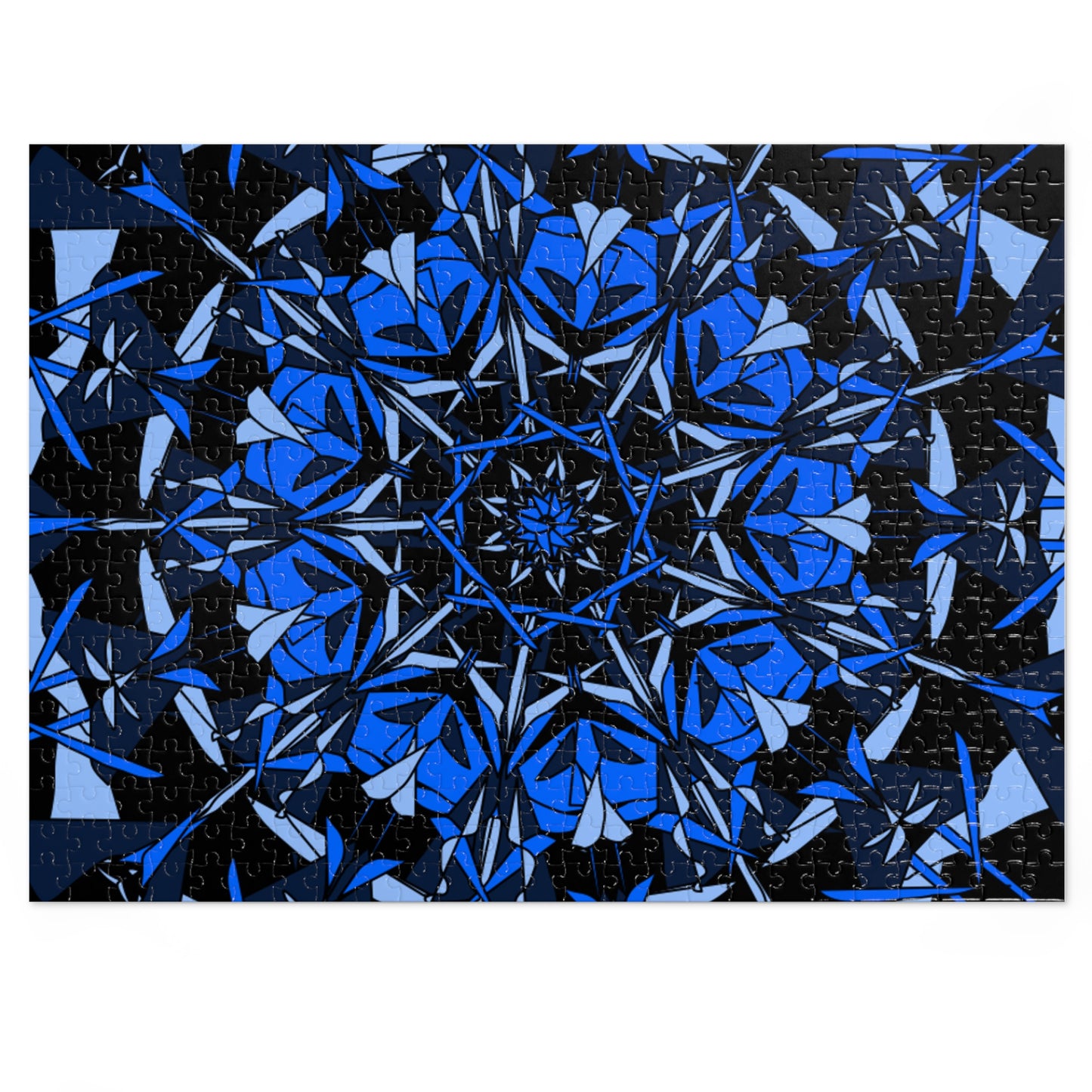 Blue Floral Jigsaw Puzzle with Decorative Tin, Relaxing Family Activity, Game Night Essential, Gift for Puzzle Lovers, Home Decor