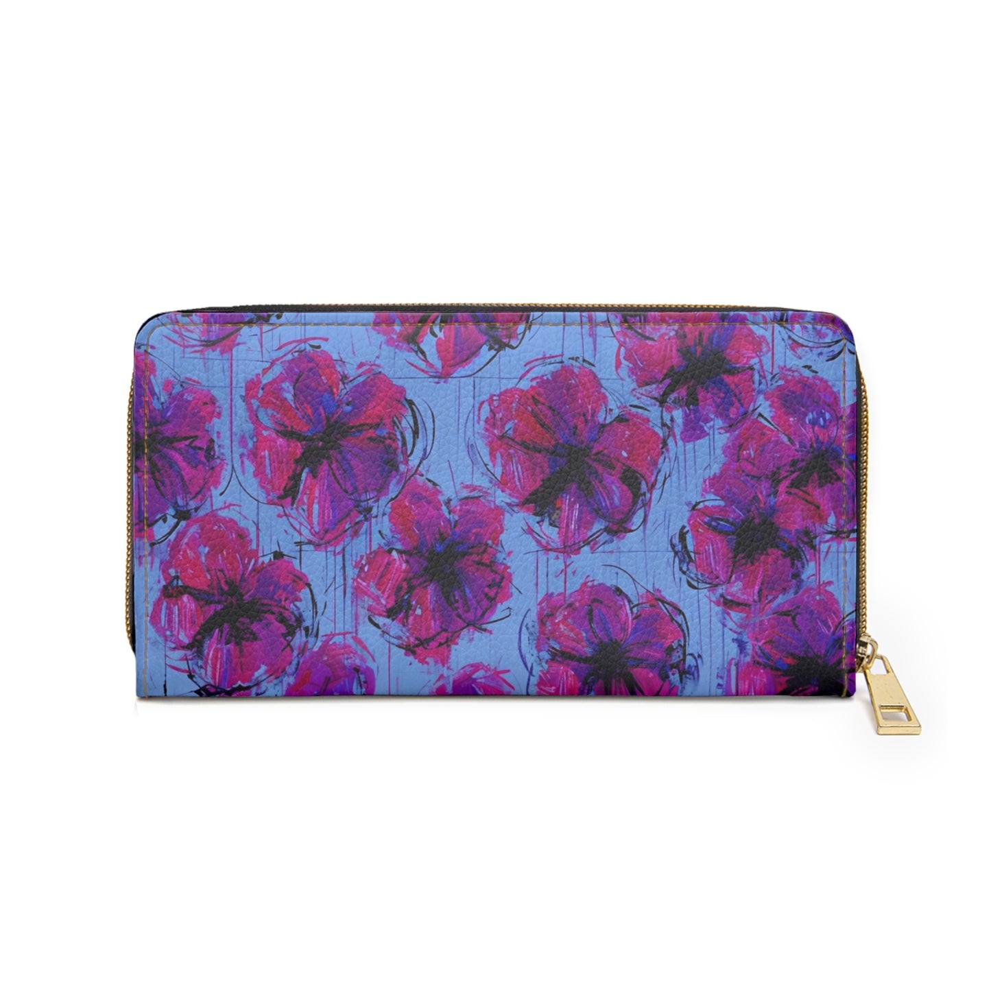 Zipper Wallet - Whimsical Dark Posey Floral Print