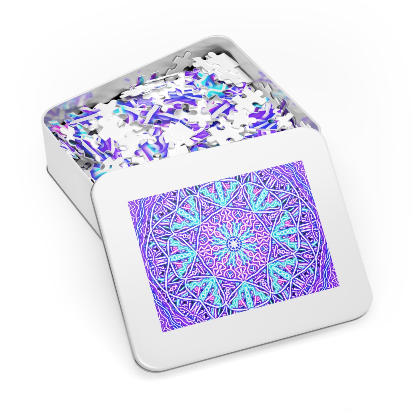 Vibrant Mandala Jigsaw Puzzle with Tin - Perfect for Family Game Night, Gifts, Home Decor, Mindfulness Activities, and Educators