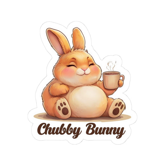 Funny Chubby Bunny Sticker, Cute Rabbit Decal, Humorous Animal Print, Quirky Laptop Decor, Hilarious Water Bottle Label, Unique Car Window