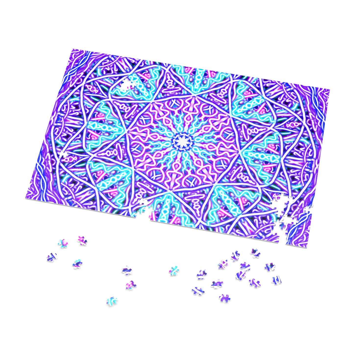 Vibrant Mandala Jigsaw Puzzle with Tin - Perfect for Family Game Night, Gifts, Home Decor, Mindfulness Activities, and Educators