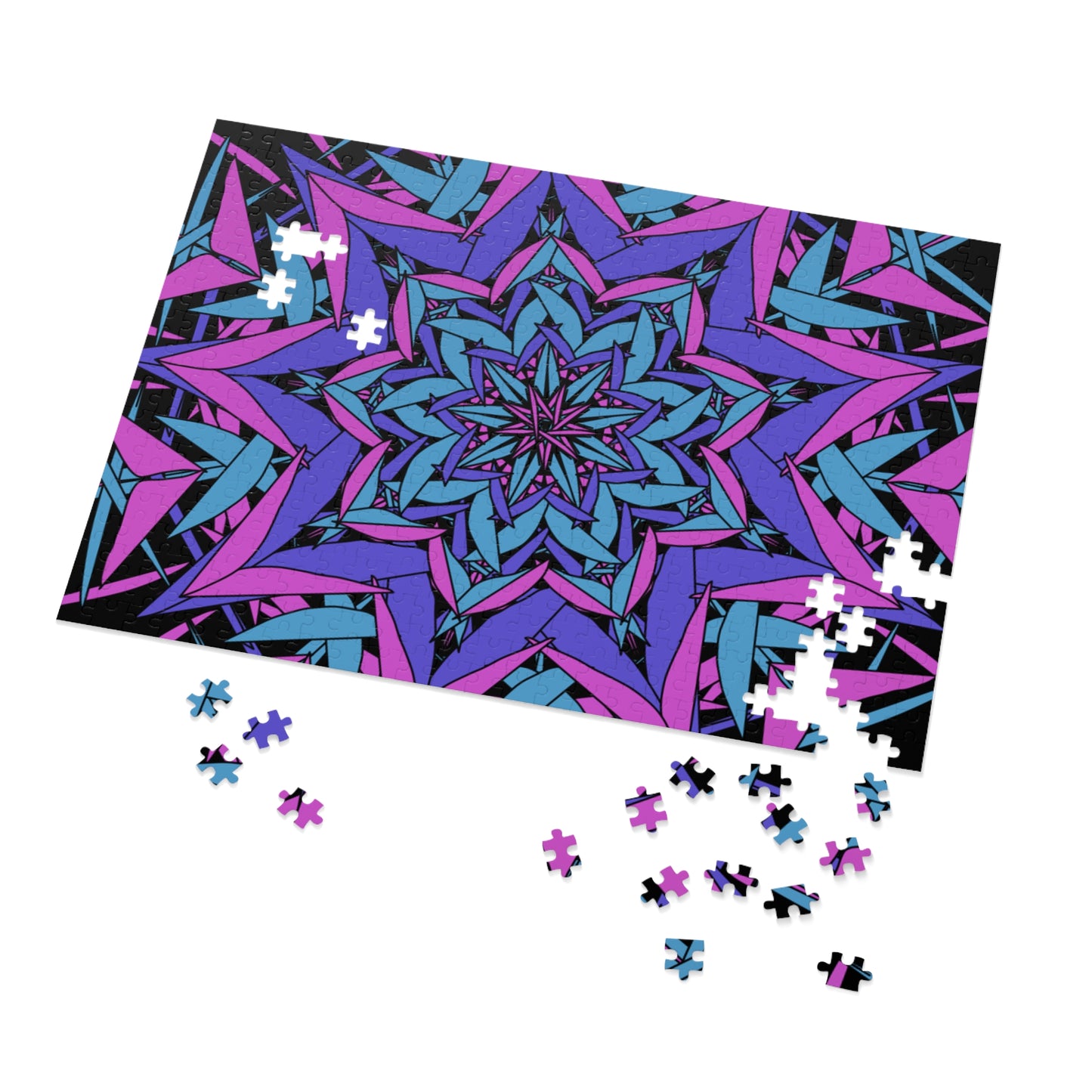 Vibrant Kaleidoscope Jigsaw Puzzle with Tin - Relaxing Fun, Unique Home Decor, Gift for Puzzle Lovers, Family Game Night, Mindful Activity