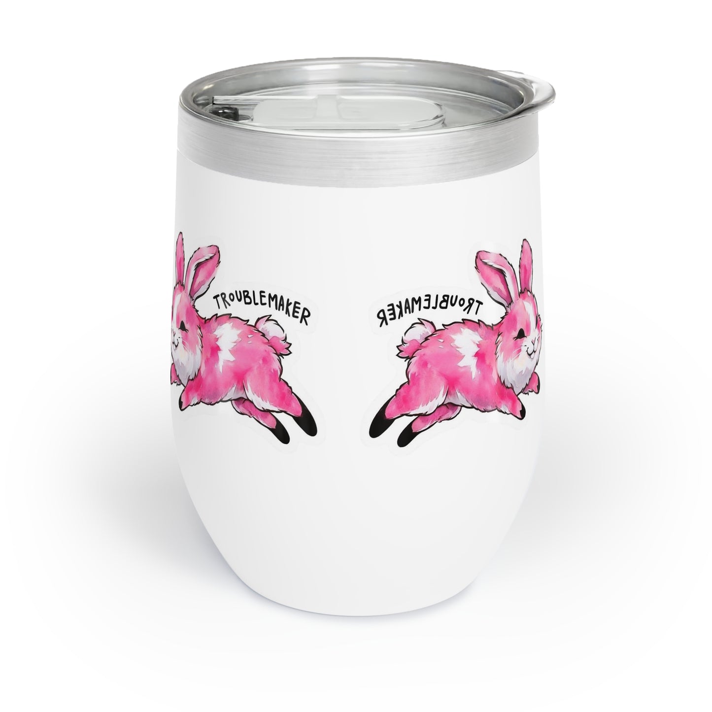 Funny Troublemaker Bunny Wine Tumbler, Cute Rabbit Gift, Sarcastic Animal Lover Cup, Snarky Humor Insulated Drinkware, Whimsical Easter