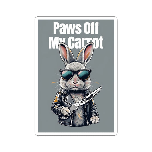 Paws Off My Carrot Stickers, Funny Rabbit Design, Cool Gift for Animal Lovers, Laptop Decals, Home Decor, Cute Gifts