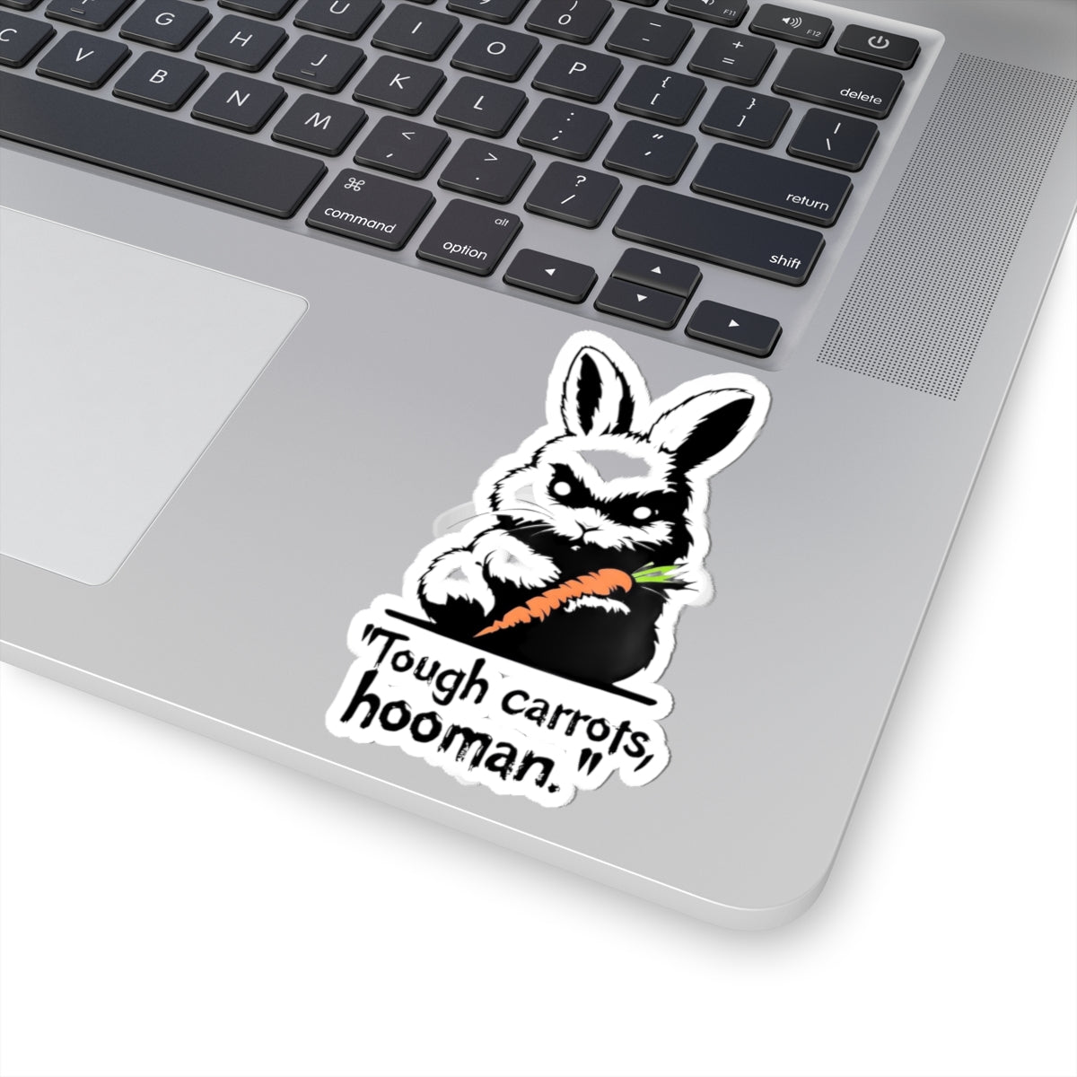 Funny Tough Carrots Bunny Sticker, Cute Laptop Decal, Gift for Animal Lovers, Unique Carrot Rabbit Vinyl, Humor Sticker
