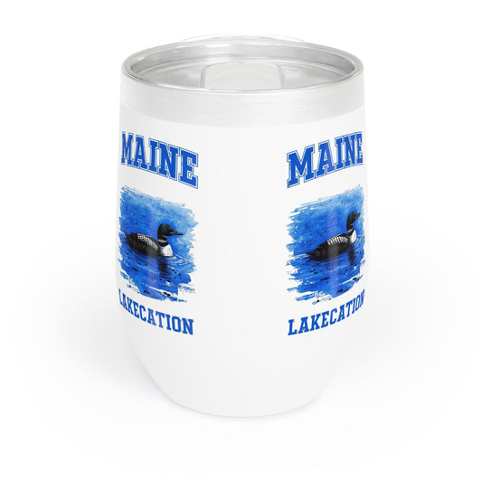 Wine Tumbler, Maine Theme Outdoor Enthusiasts Loon Vacation, Gift for Wine Lovers, Insulated Cup, Travel Mug, Camping Drinkware, Cabin Decor