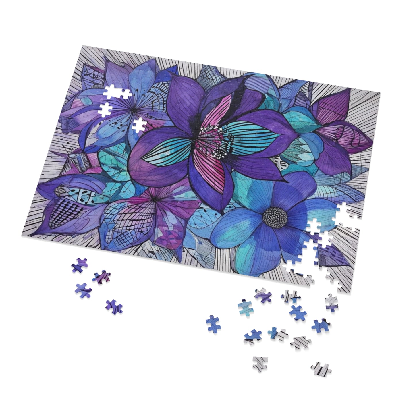 Floral Jigsaw Puzzle, Flower Puzzle Game, Art Therapy Puzzle, Gift for Puzzle Lovers, Home Decor Activity