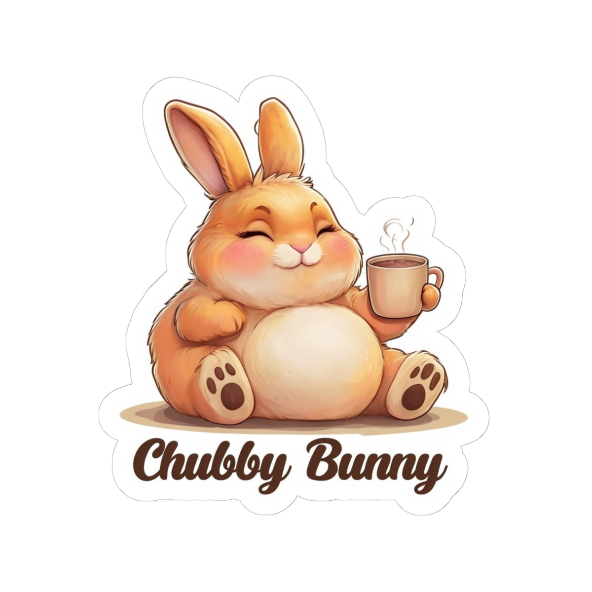 Funny Chubby Bunny Sticker, Cute Rabbit Decal, Humorous Animal Print, Quirky Laptop Decor, Hilarious Water Bottle Label, Unique Car Window