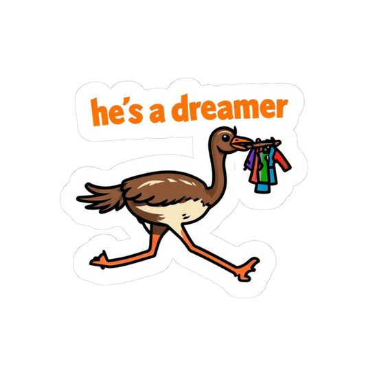 Dreamer Emu Funny Kiss-Cut Stickers, Cute Animal Decals, Laptop Sticker, Water Bottle Label, Planner Decoration, Scrapbook Embellishment