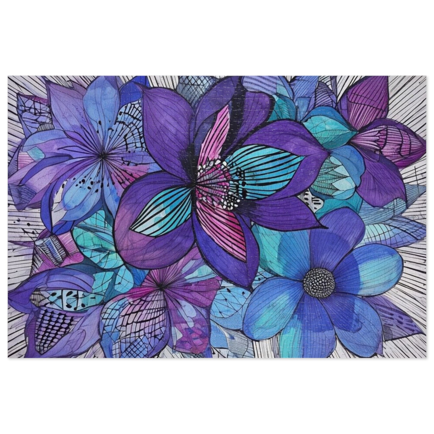 Floral Jigsaw Puzzle, Flower Puzzle Game, Art Therapy Puzzle, Gift for Puzzle Lovers, Home Decor Activity