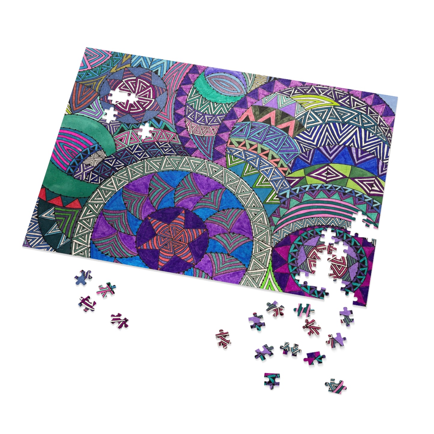 Vibrant Mandala Jigsaw Puzzle with Tin - Perfect Gift for Puzzle Lovers, Home Decor, Family Fun, Mindfulness Activity, Birthday Gift