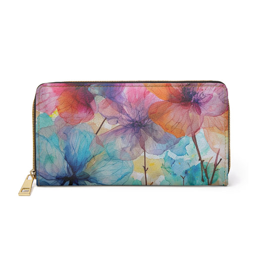 Zipper Wallet Floral Watercolor Design