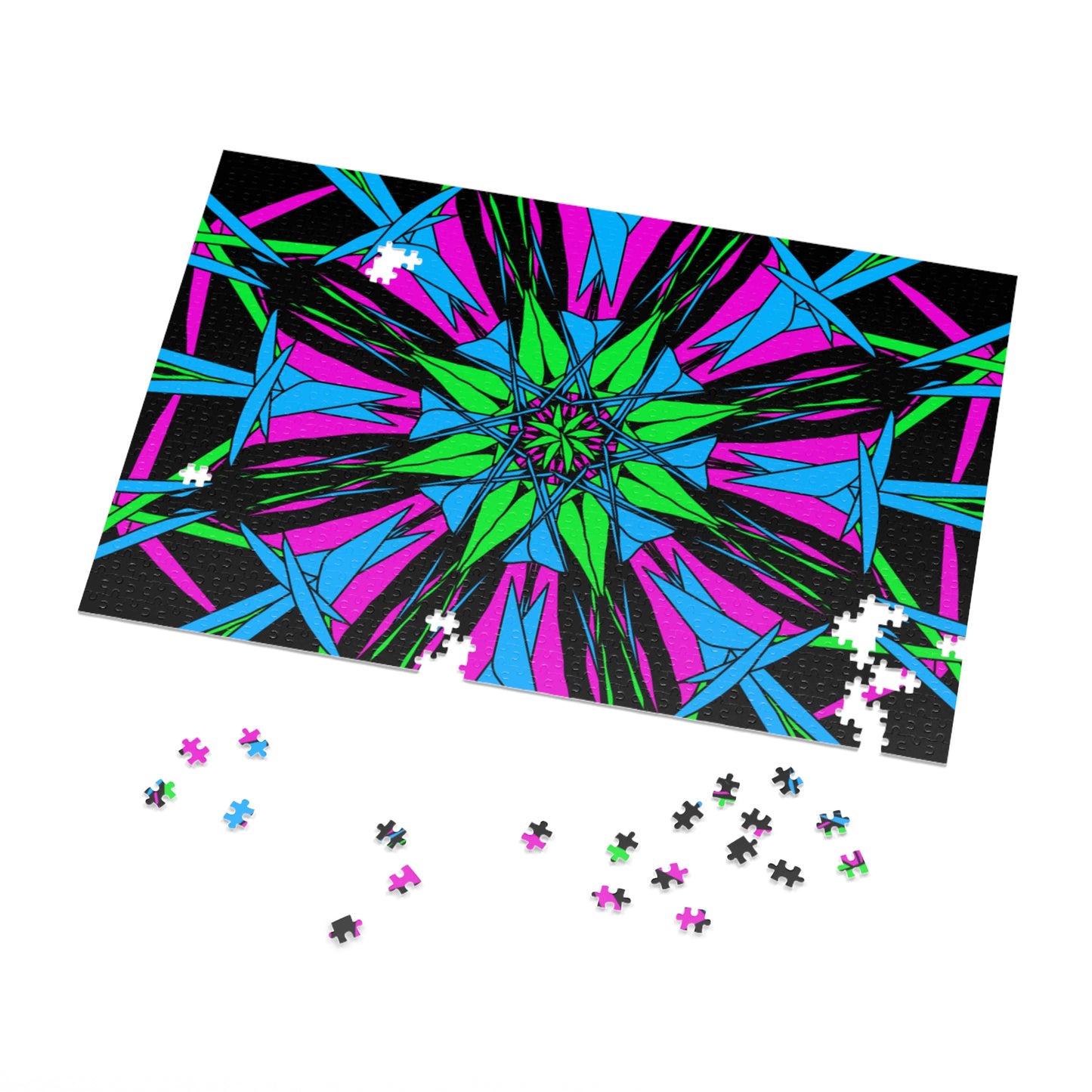 Vibrant Kaleidoscope Jigsaw Puzzle with Tin, Fun Family Activity, Colorful Home Decor, Unique Gift Idea, Mindfulness Stress Relief