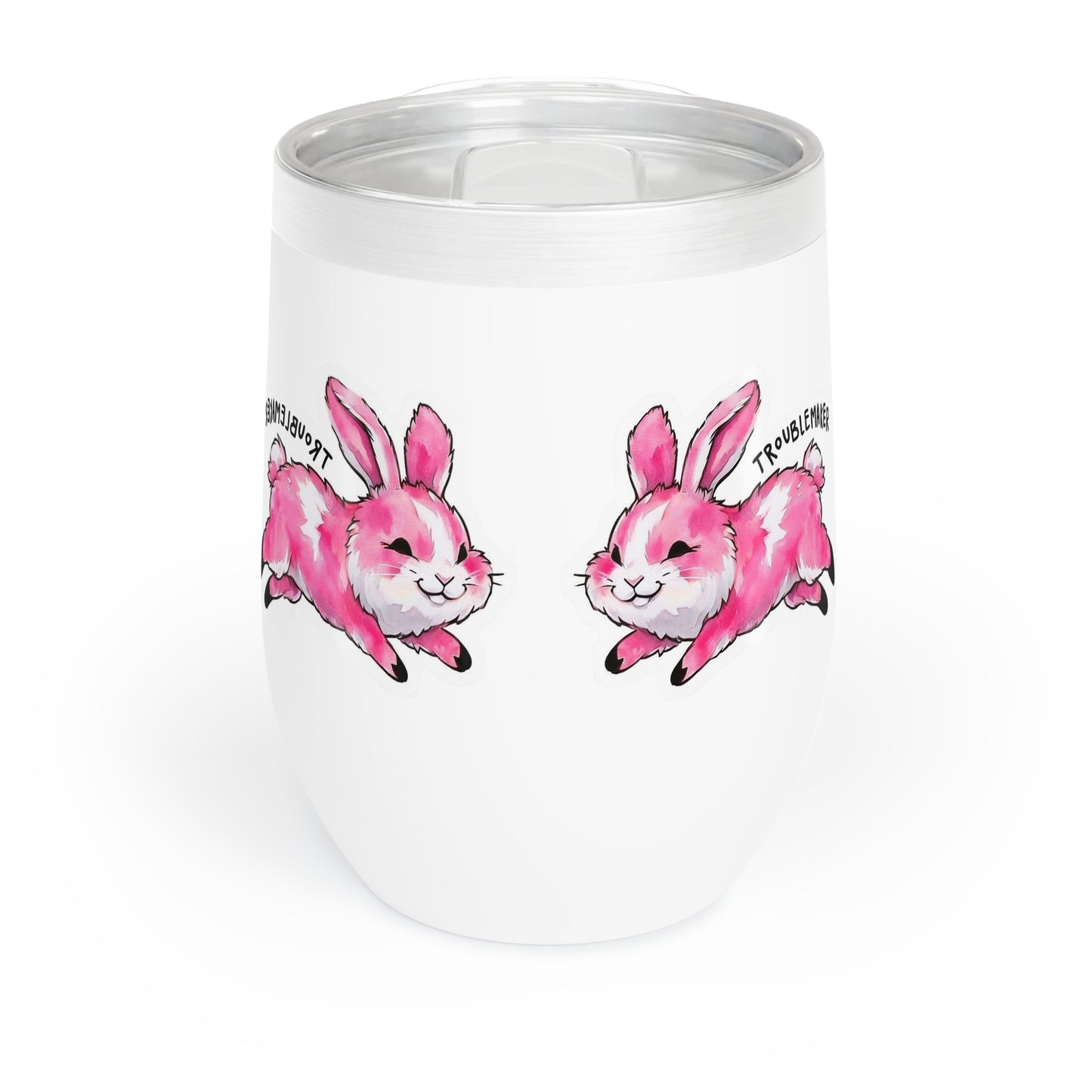 Funny Troublemaker Bunny Wine Tumbler, Cute Rabbit Gift, Sarcastic Animal Lover Cup, Snarky Humor Insulated Drinkware, Whimsical Easter