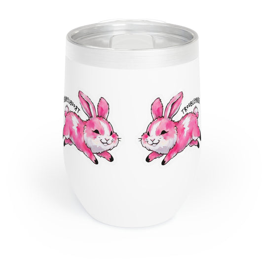 Funny Troublemaker Bunny Wine Tumbler, Cute Rabbit Gift, Sarcastic Animal Lover Cup, Snarky Humor Insulated Drinkware, Whimsical Easter
