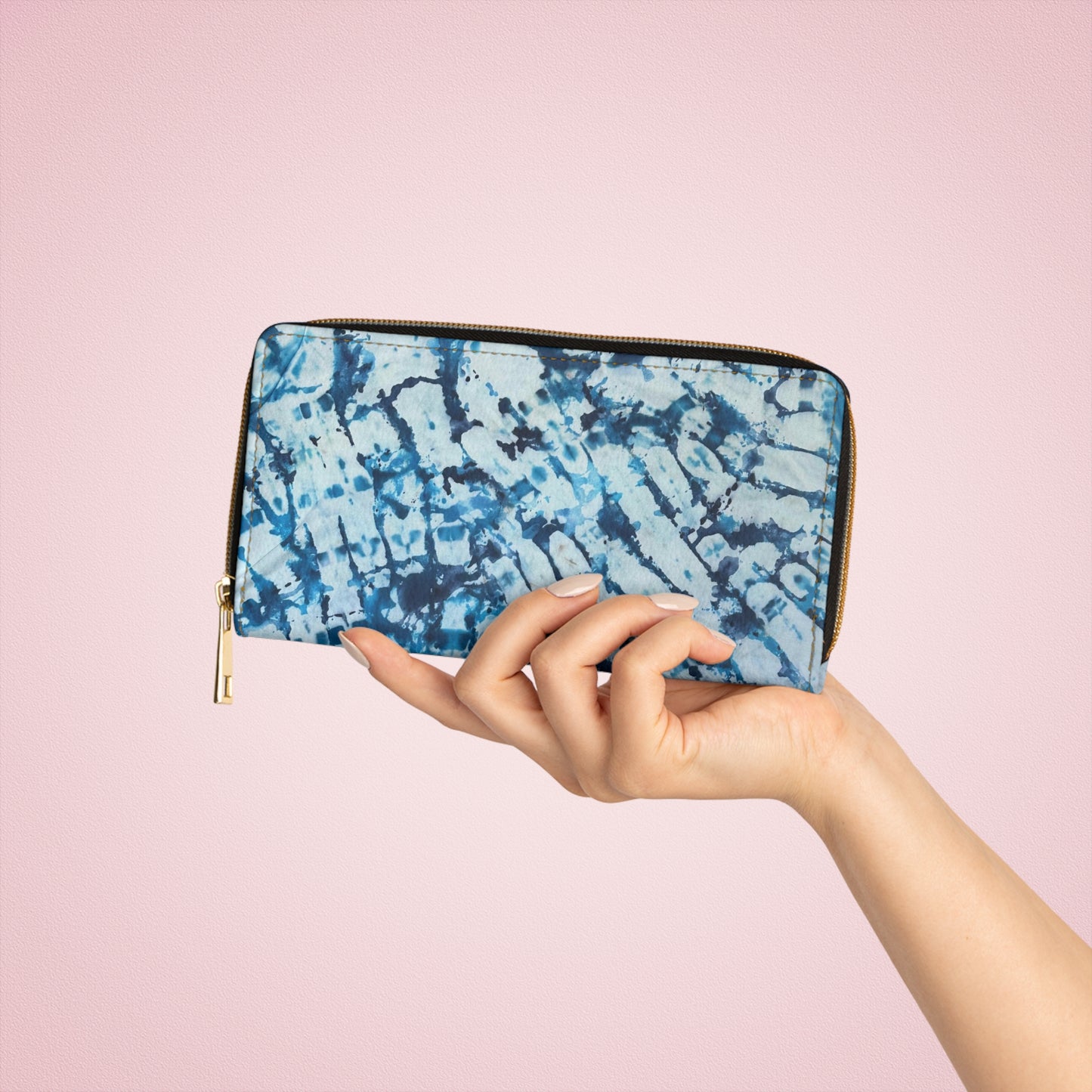 Blue and white Tye dye Zipper Wallet