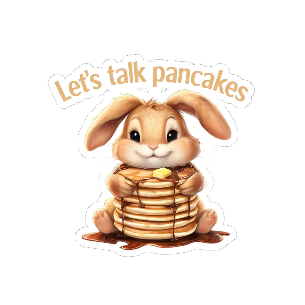 Pancakes Bunny Kiss-Cut Sticker, Cute Laptop Decal, Foodie Gift, Vinyl Journal Sticker, Scrapbook Label
