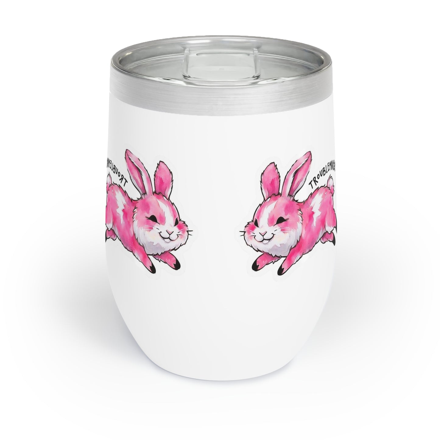Funny Troublemaker Bunny Wine Tumbler, Cute Rabbit Gift, Sarcastic Animal Lover Cup, Snarky Humor Insulated Drinkware, Whimsical Easter