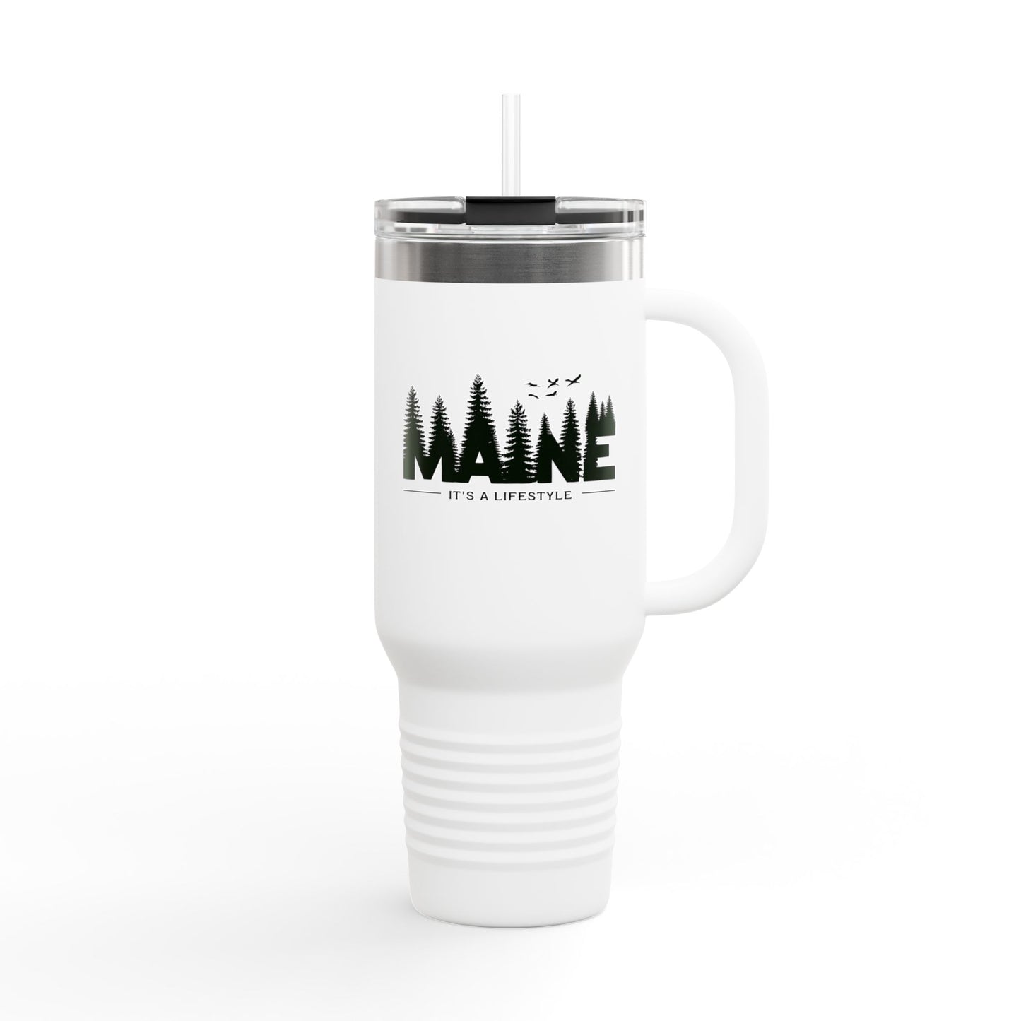 Maine Theme Insulated Travel Mug, 40oz for Outdoor Living Enthusiast - Tumbler, Camping Cup, Adventure Mug, Hiking Tumbler, Road Trip