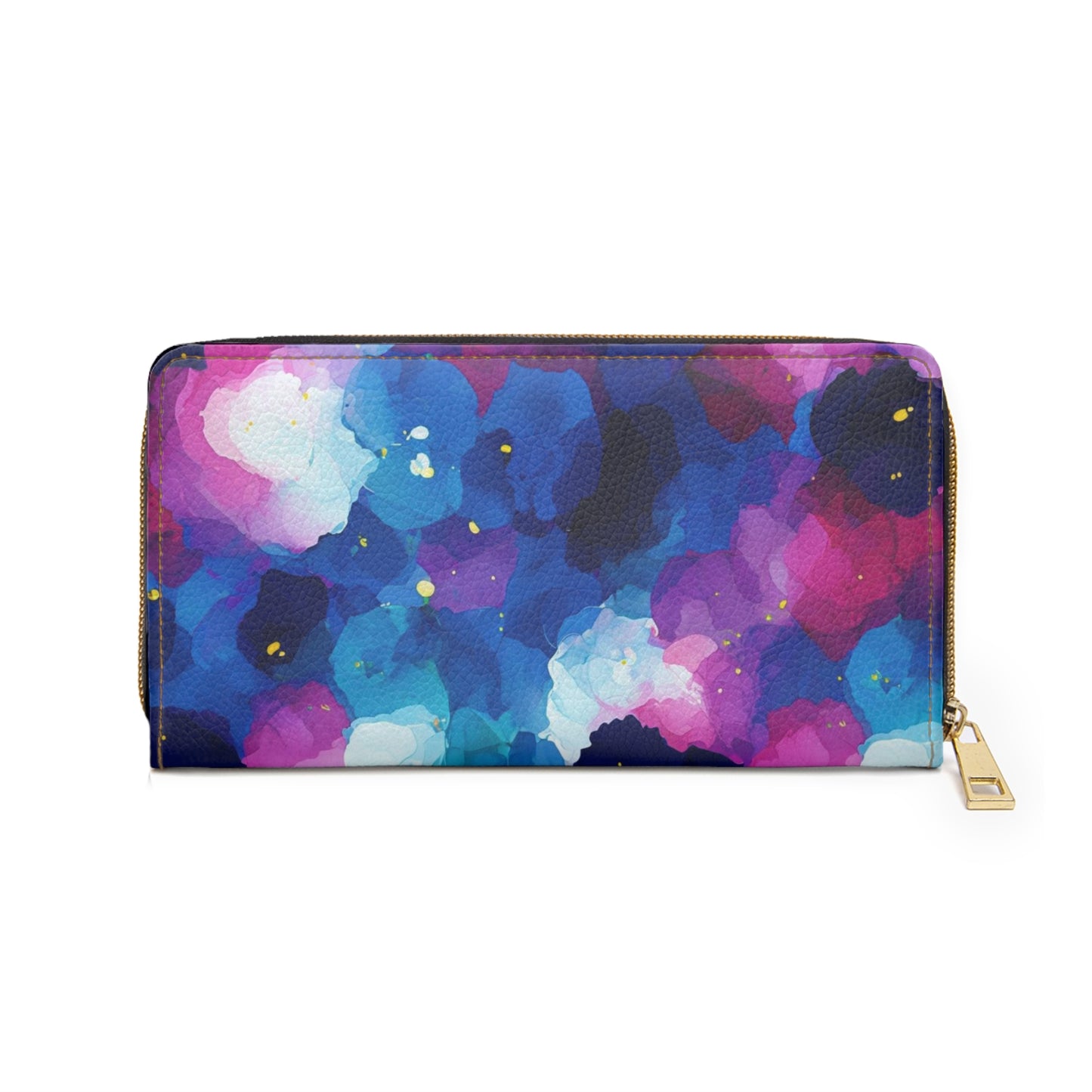 Zipper Wallet - Blue Tone Watercolor Floral Design