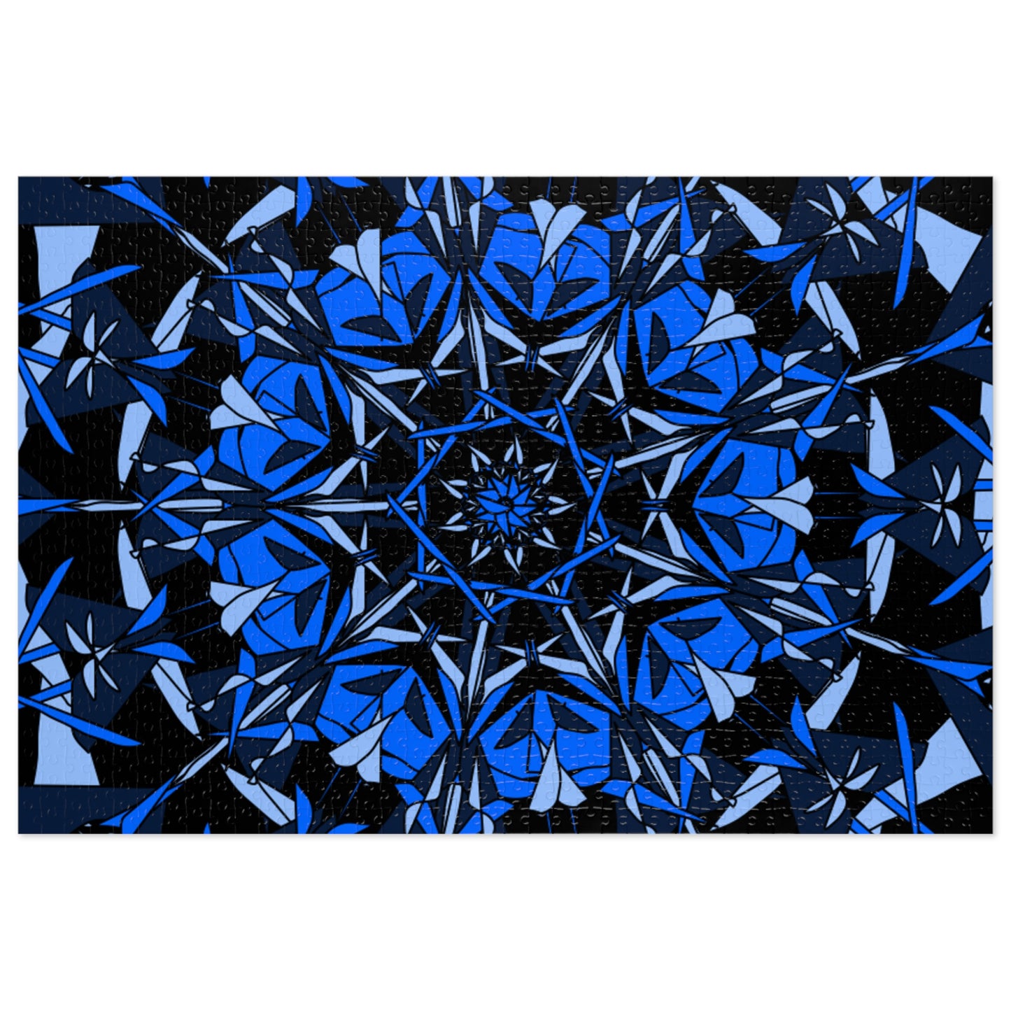 Blue Floral Jigsaw Puzzle with Decorative Tin, Relaxing Family Activity, Game Night Essential, Gift for Puzzle Lovers, Home Decor