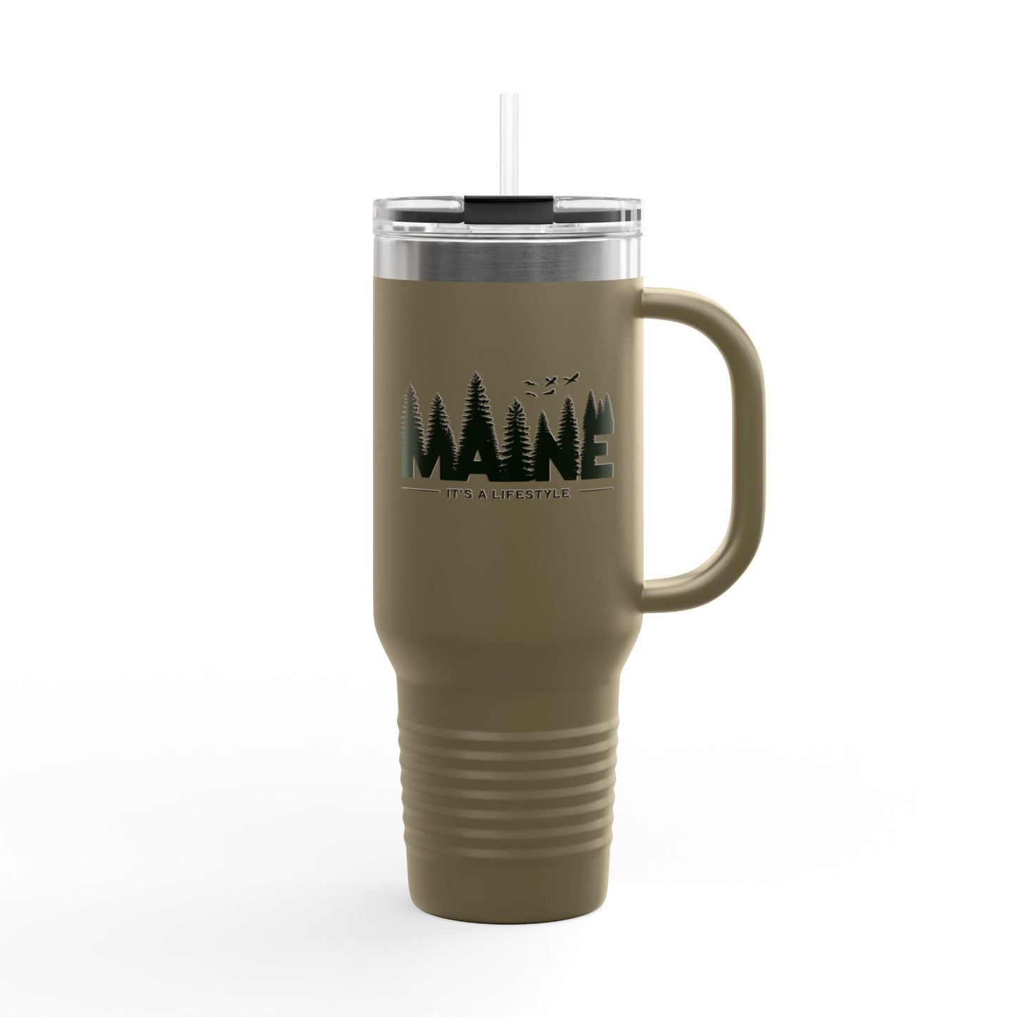 Maine Theme Insulated Travel Mug, 40oz for Outdoor Living Enthusiast - Tumbler, Camping Cup, Adventure Mug, Hiking Tumbler, Road Trip
