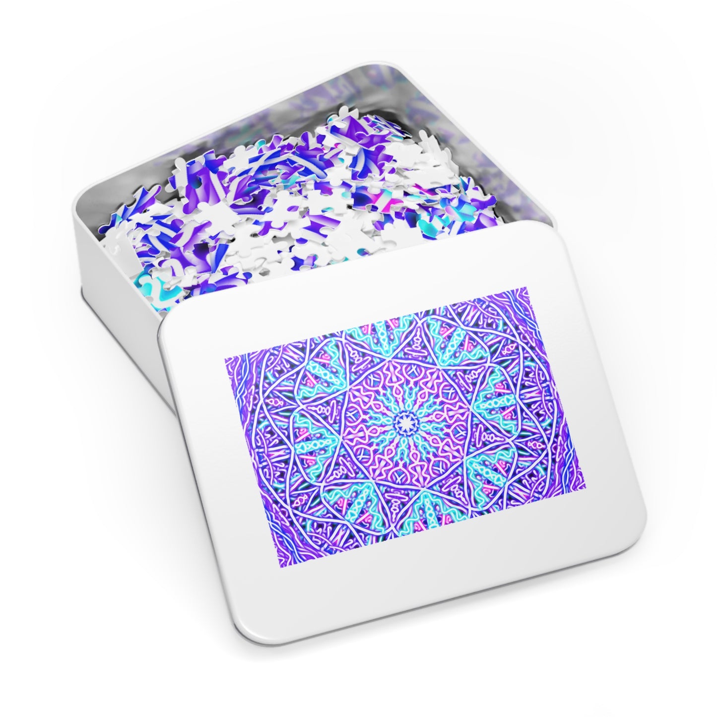 Vibrant Mandala Jigsaw Puzzle with Tin - Perfect for Family Game Night, Gifts, Home Decor, Mindfulness Activities, and Educators