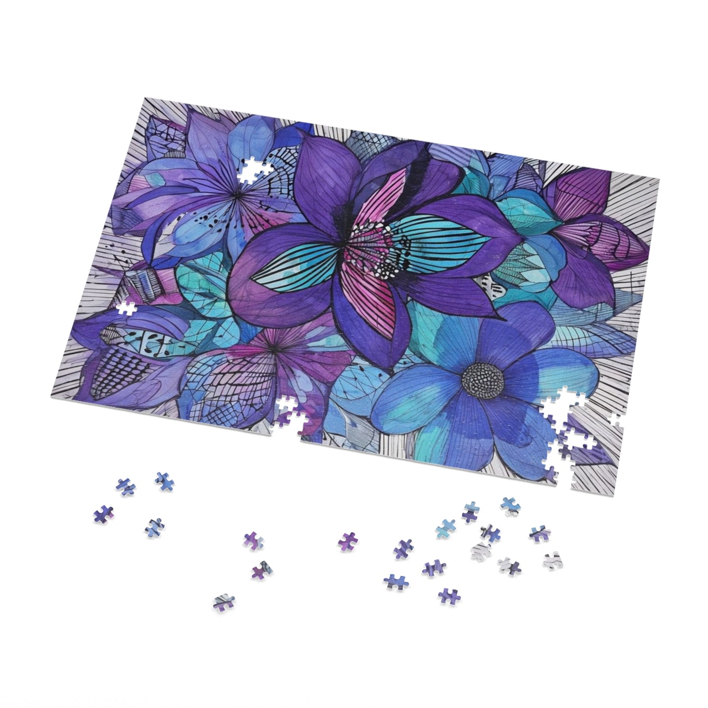 Floral Jigsaw Puzzle, Flower Puzzle Game, Art Therapy Puzzle, Gift for Puzzle Lovers, Home Decor Activity