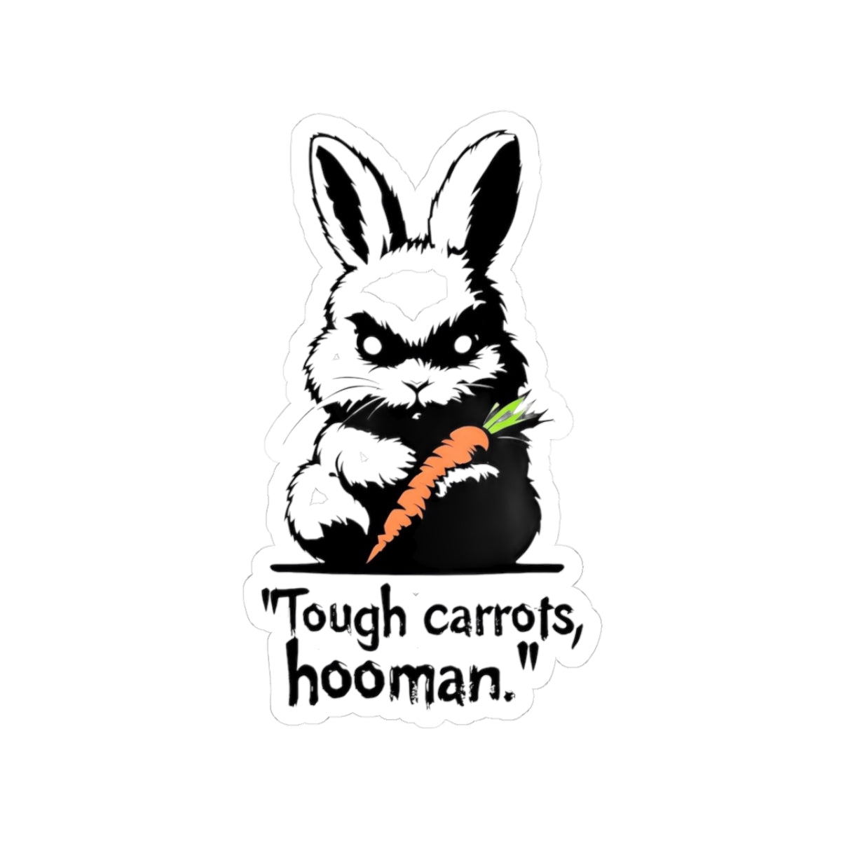 Funny Tough Carrots Bunny Sticker, Cute Laptop Decal, Gift for Animal Lovers, Unique Carrot Rabbit Vinyl, Humor Sticker