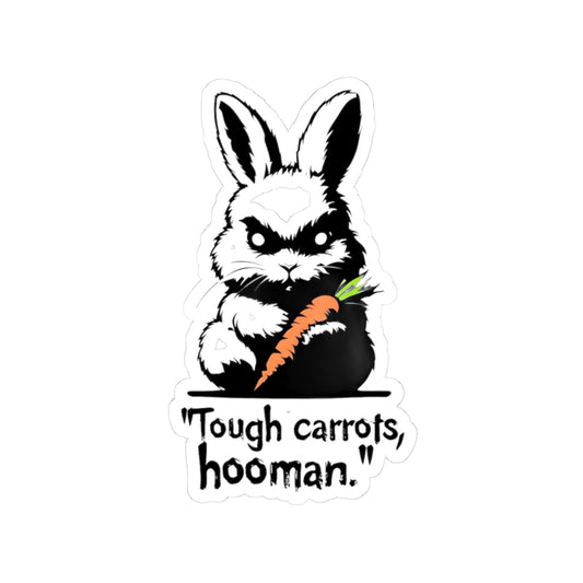 Funny Tough Carrots Bunny Sticker, Cute Laptop Decal, Gift for Animal Lovers, Unique Carrot Rabbit Vinyl, Humor Sticker