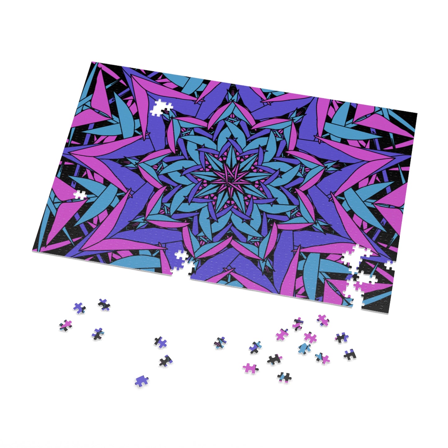 Vibrant Kaleidoscope Jigsaw Puzzle with Tin - Relaxing Fun, Unique Home Decor, Gift for Puzzle Lovers, Family Game Night, Mindful Activity