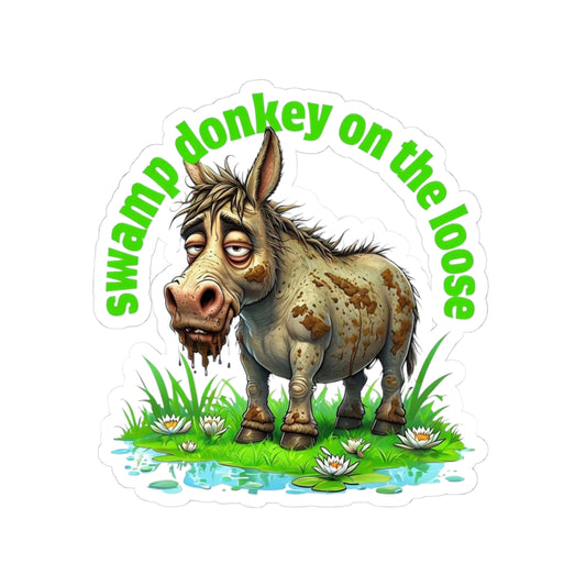 Swamp Donkey On The Loose Stickers | Fun Laptop Decals, Watercolor Animal Art, Whimsical Gifts for Animal Lovers, Kids Parties, Home Decor
