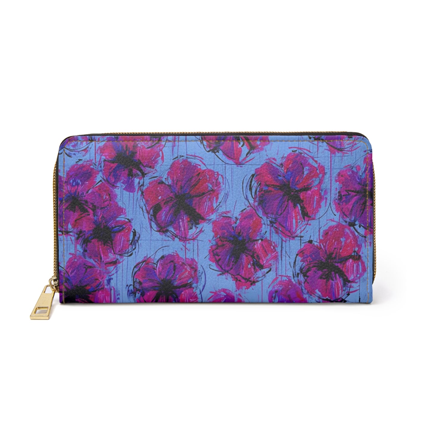 Zipper Wallet - Whimsical Dark Posey Floral Print