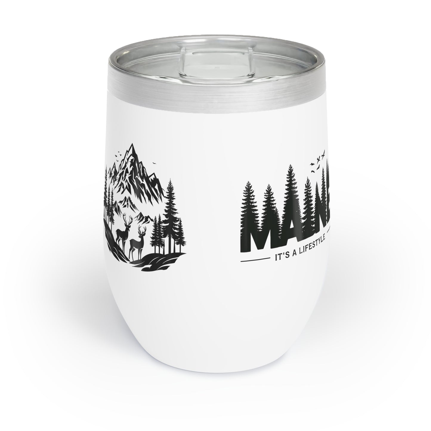 Maine Theme Wine Tumbler, Outdoor Living Vacation Drinkware, Coastal Vibes Wine Glass, Beach House Gift, Relaxation Retreat Cup, Coastal