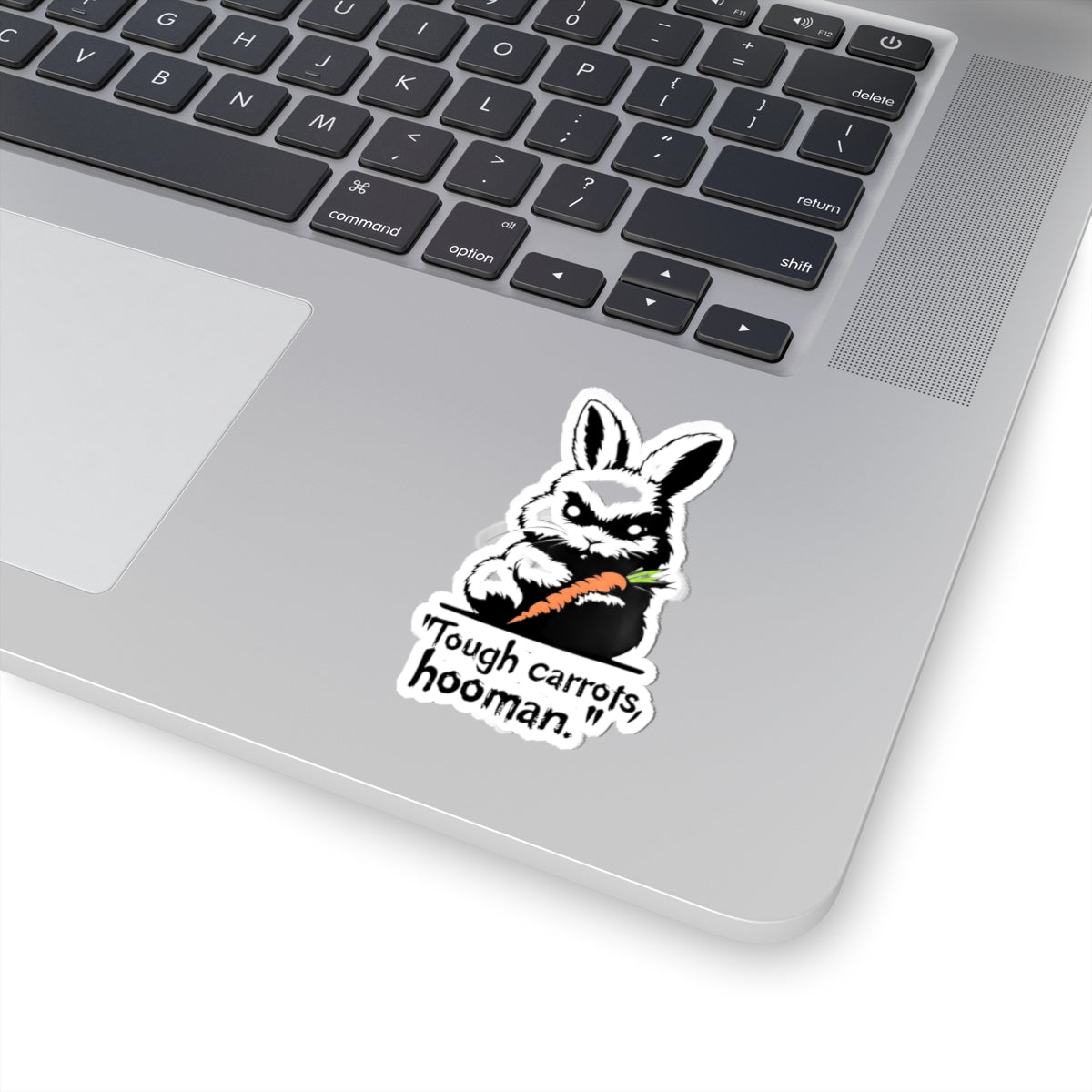 Funny Tough Carrots Bunny Sticker, Cute Laptop Decal, Gift for Animal Lovers, Unique Carrot Rabbit Vinyl, Humor Sticker