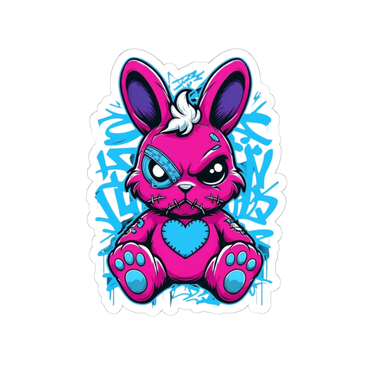 Cute Graffiti Bunny Kiss-Cut Stickers, Perfect for Laptop Decor, Halloween, Gift for Kids, Wall Art, Scrapbooking