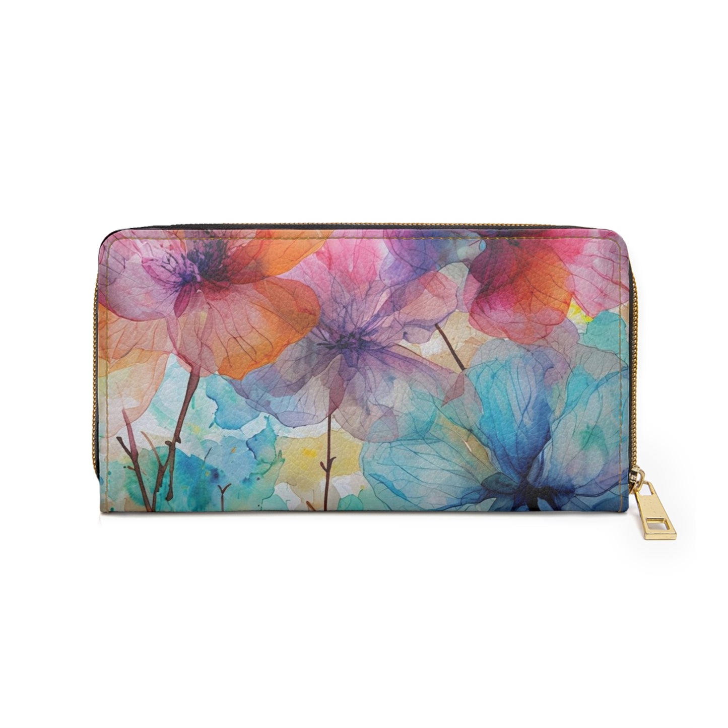 Watercolor floral Zipper Wallet