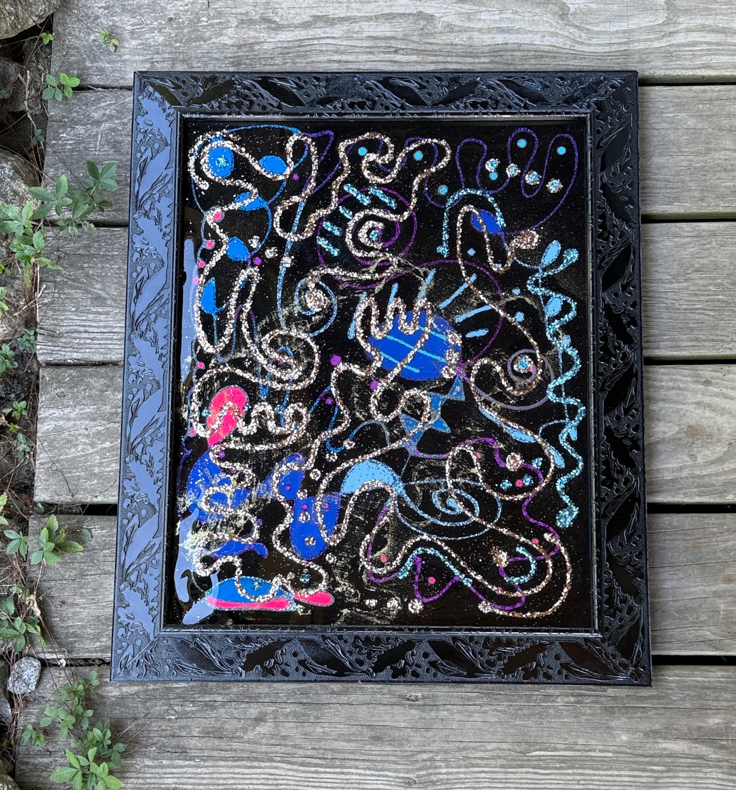 Abstract Mixed media framed artwork