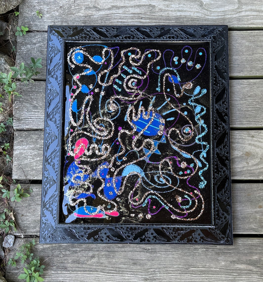 Abstract Mixed media framed artwork