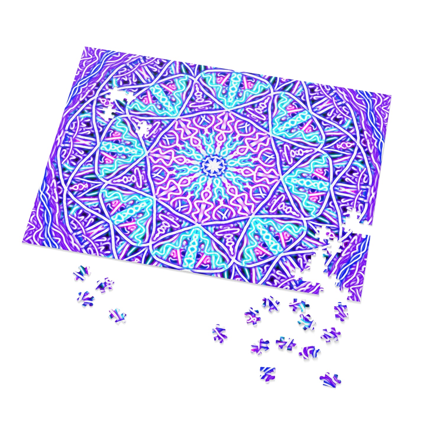 Vibrant Mandala Jigsaw Puzzle with Tin - Perfect for Family Game Night, Gifts, Home Decor, Mindfulness Activities, and Educators