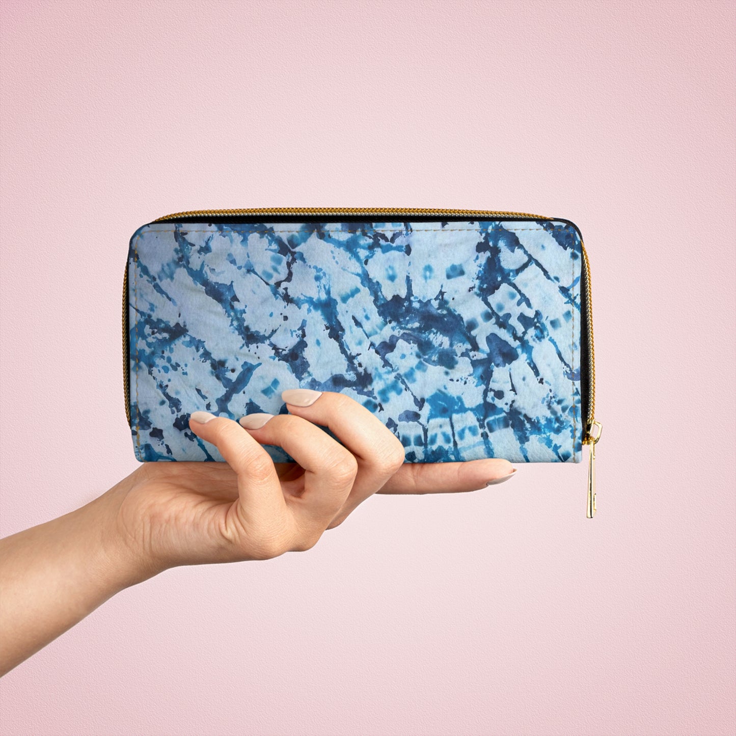 Blue and white Tye dye Zipper Wallet