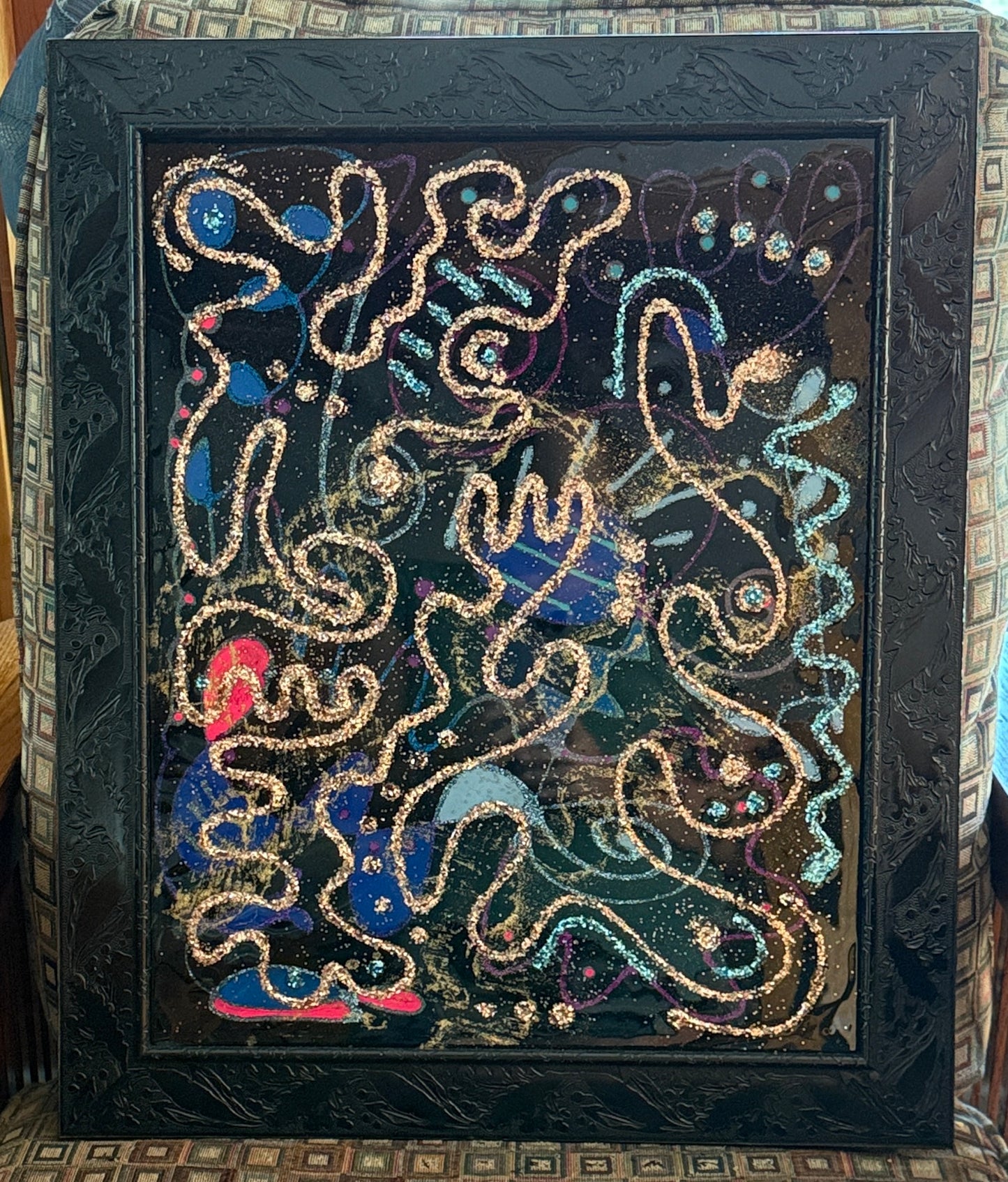 Abstract Mixed media framed artwork