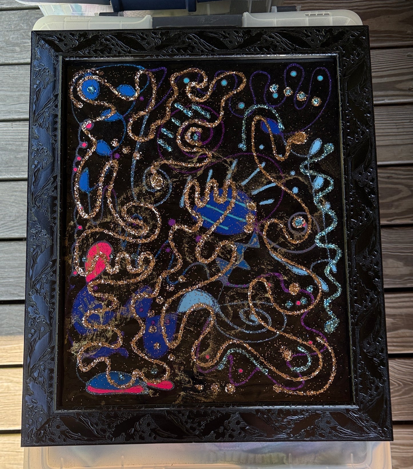 Abstract Mixed media framed artwork