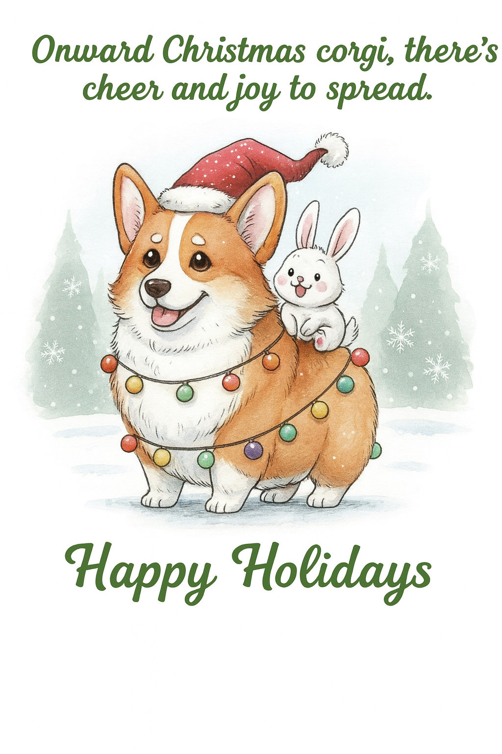 Holiday corgi and bunny