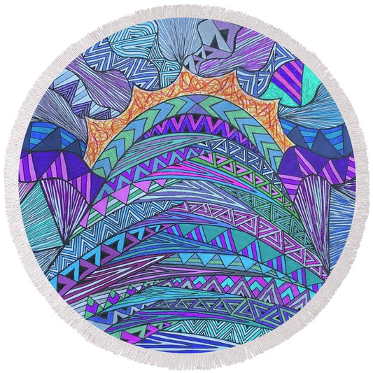 Mountain High - Round Beach Towel