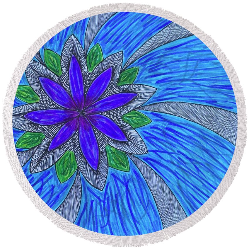 Shining Flower - Round Beach Towel